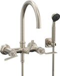 California Faucets Steampunk Bay Contemporaneo Llenador de Tina de Montaje en Pared - Níquel Satinado