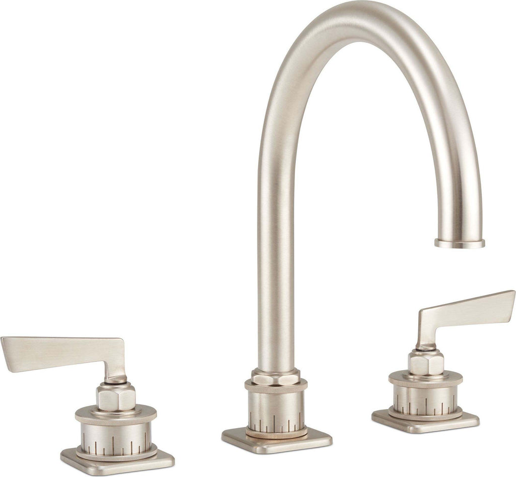 California Faucets Steampunk Bay Juego Completo para Tina Romana - Pico de Arco - Níquel Satinado