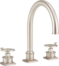 California Faucets Steampunk Bay Juego Completo para Tina Romana - Pico de Arco - Níquel Satinado