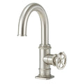 California Faucets Steampunk Bay Llave de Lavabo/Bar de Un Solo Orificio - Pico Bajo - Pico de Arco - Rueda