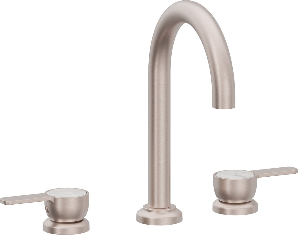 California Faucets Capitola Llave de Lavabo de 8" de 3 Orificios para Cubierta, con Dos Manerales - Pico Alto, Palanca - Níquel Satinado
