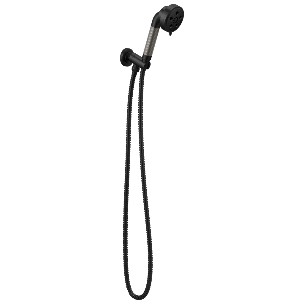 Brizo Litze Regadera de Mano de Pared H2Okinetic® — Negro Mate / Acero Luxe