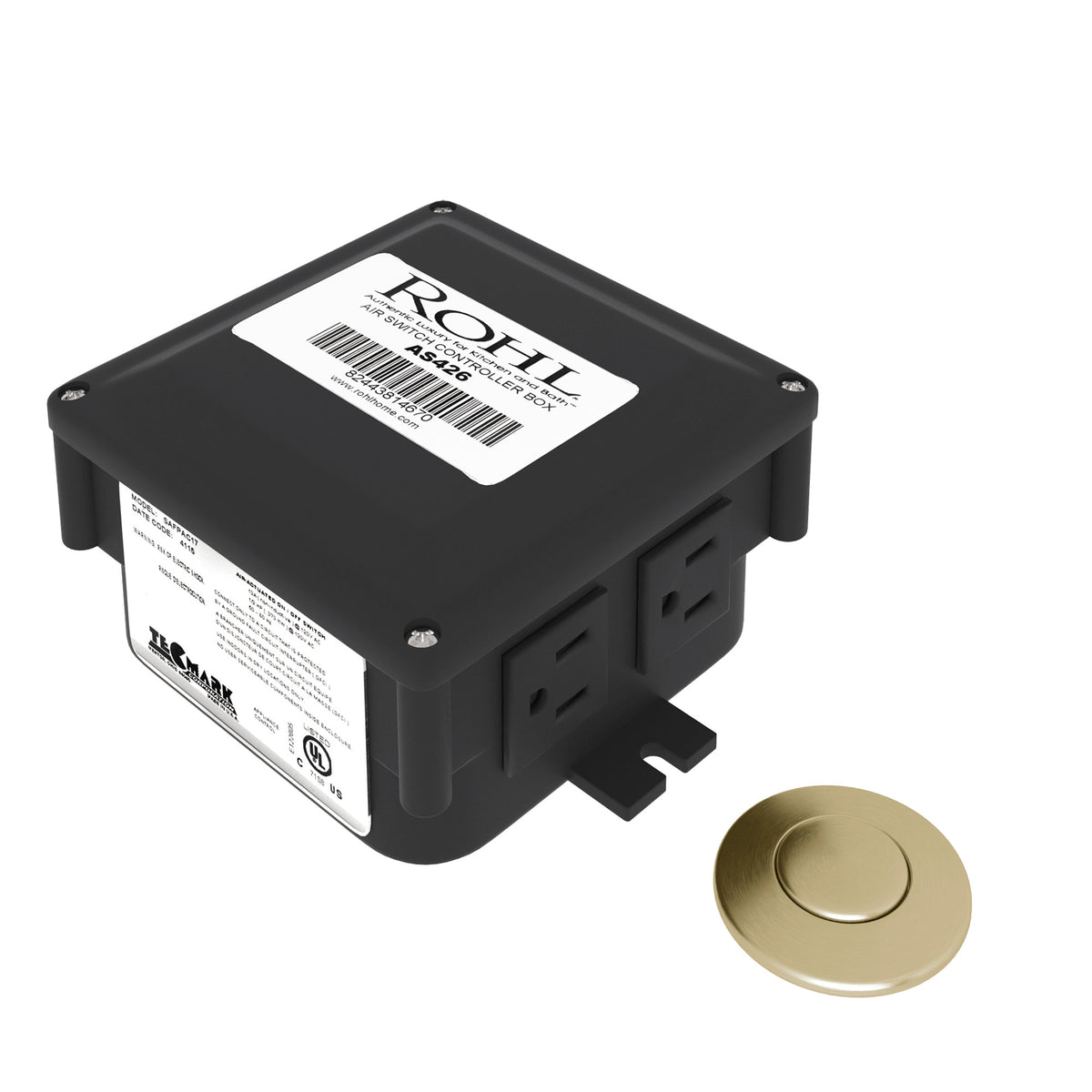 Rohl Caja de Control para Triturador con Botón Neumático - Transicional - Oro Antiguo