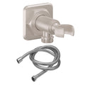 California Faucets Steampunk Bay Kit de Regadera de Mano de Pared con Soporte de Suministro - Base Quad - Níquel Satinado