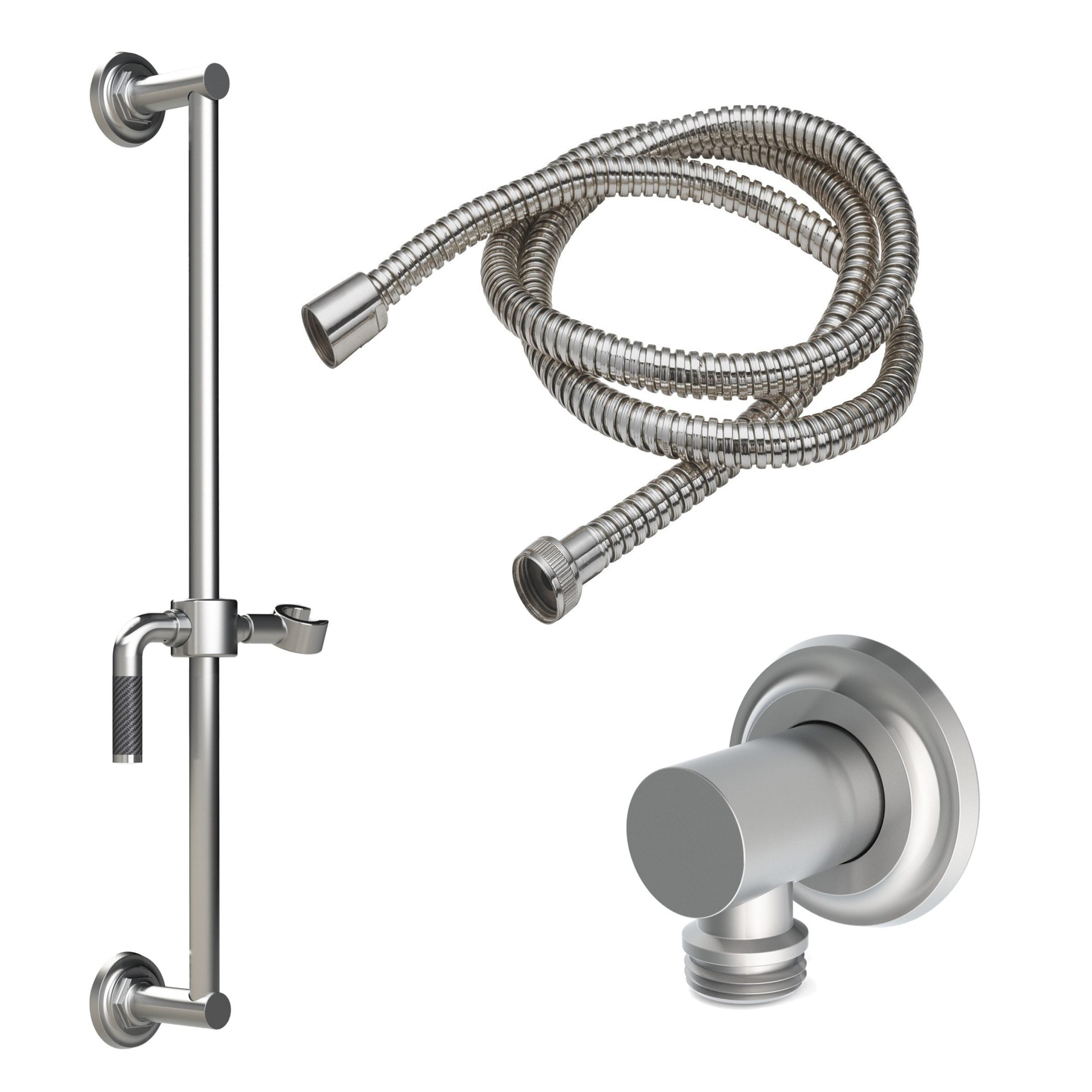 California Faucets Descanso Kit de Regadera de Mano con Barra Corrediza - Manija de Palanca de Fibra de Carbono con Base Cóncava