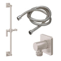 California Faucets San Elijo Kit de Regadera de Mano de Barra Deslizante - Base Cuadrada - Níquel Satinado