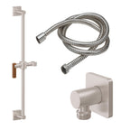 California Faucets San Elijo Kit de Regadera de Mano de Barra Deslizante - Base Cuadrada - Níquel Satinado