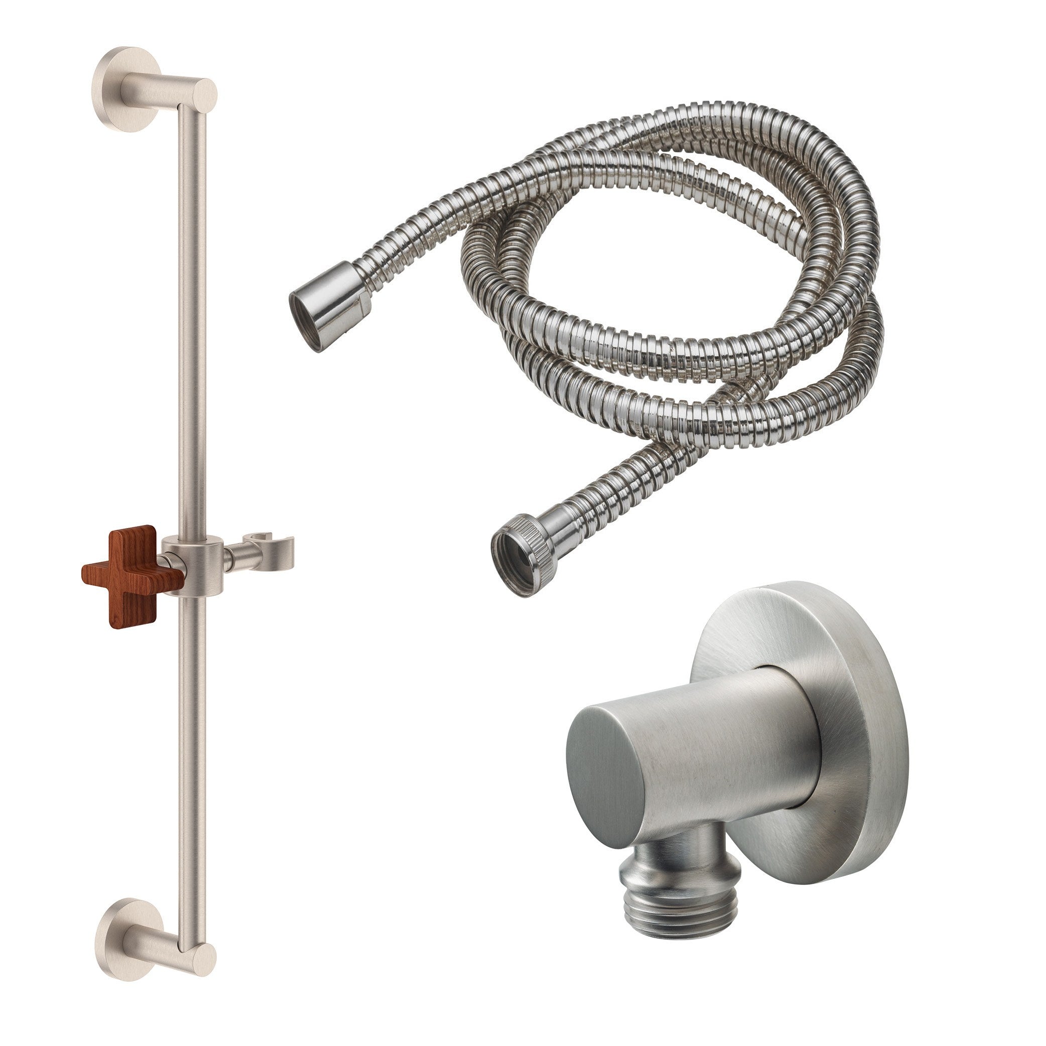 California Faucets San Elijo Kit de Regadera de Mano de Barra Deslizante - Base Redonda - Níquel Satinado