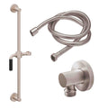 California Faucets Cayucos Kit de Regadera de Mano con Barra Corrediza - Manija de Palanca Negro Mate con Base Redonda - Níquel Satinado