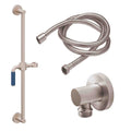California Faucets Cayucos Kit de Regadera de Mano con Barra Corrediza - Manija de Palanca de Porcelana Azul con Base Redonda - Níquel Satinado