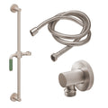 California Faucets Cayucos 24" Kit de Regadera de Mano con Barra de Apoyo - Manija de Palanca de Porcelana Verde con Base de Línea - Níquel Satinado
