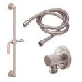 California Faucets Cayucos Kit de Regadera de Mano con Barra Corrediza - Manija de Palanca de Porcelana Rosa con Base Redonda - Níquel Satinado