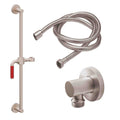 California Faucets Cayucos Kit de Regadera de Mano con Barra Corrediza - Manija de Palanca Roja con Base Redonda - Níquel Satinado