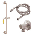 California Faucets Cayucos Kit de Regadera de Mano con Barra Corrediza - Manija de Palanca de Porcelana Amarilla con Base Redonda - Níquel Satinado