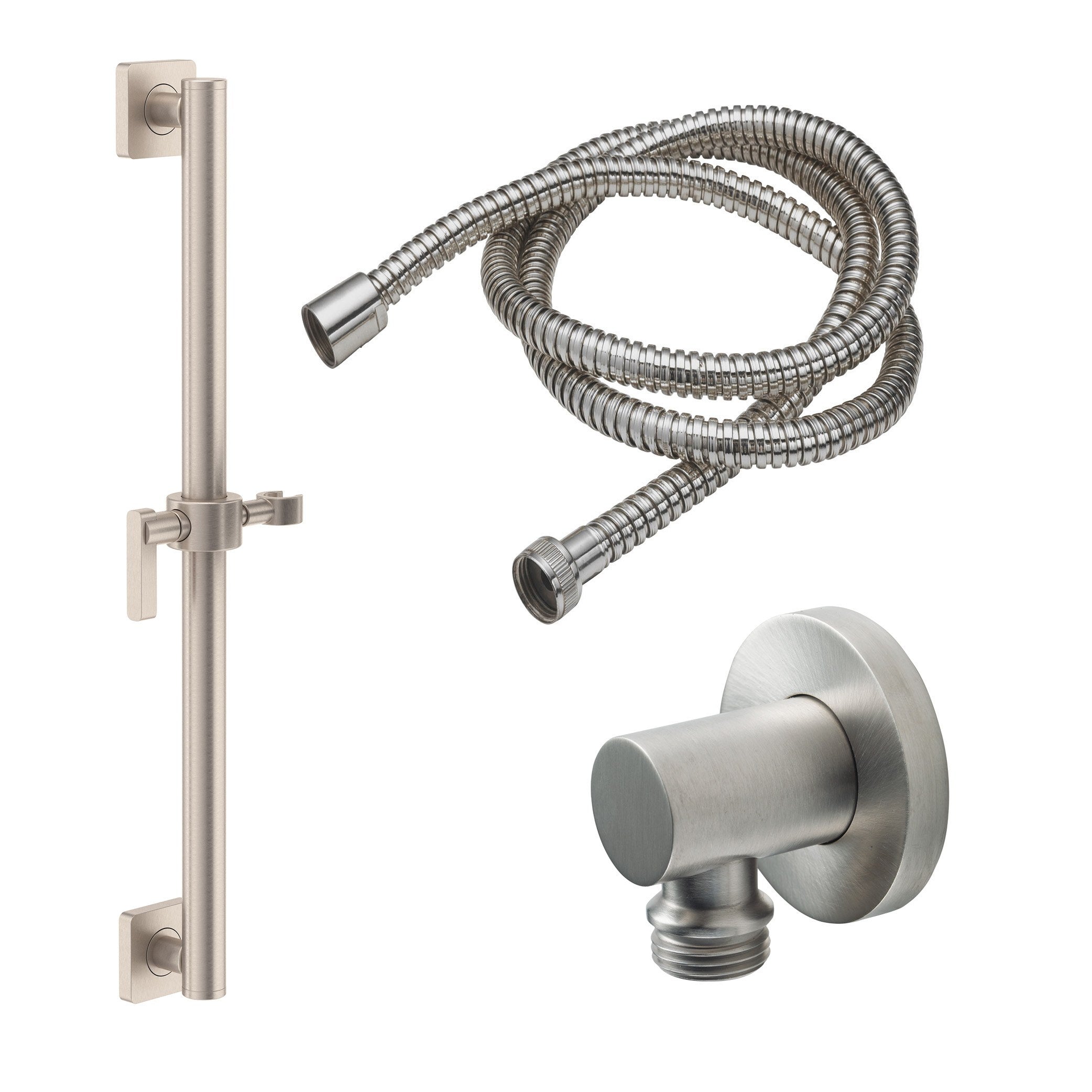 California Faucets San Elijo Kit de Regadera de Mano con Barra de Apoyo de 24" - Base Cuadrada - Níquel Satinado