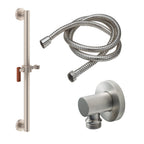 California Faucets San Elijo Kit de Regadera de Mano con Barra de Apoyo de 24" - Base Redonda - Níquel Satinado