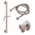 California Faucets Cayucos 24" Kit de Regadera de Mano con Barra de Apoyo - Manija de Palanca de Porcelana Rosa con Base de Línea - Níquel Satinado