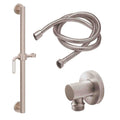 California Faucets Cayucos 24" Kit de Regadera de Mano con Barra de Apoyo - Manija de Palanca de Porcelana Blanca con Base de Línea - Níquel Satinado