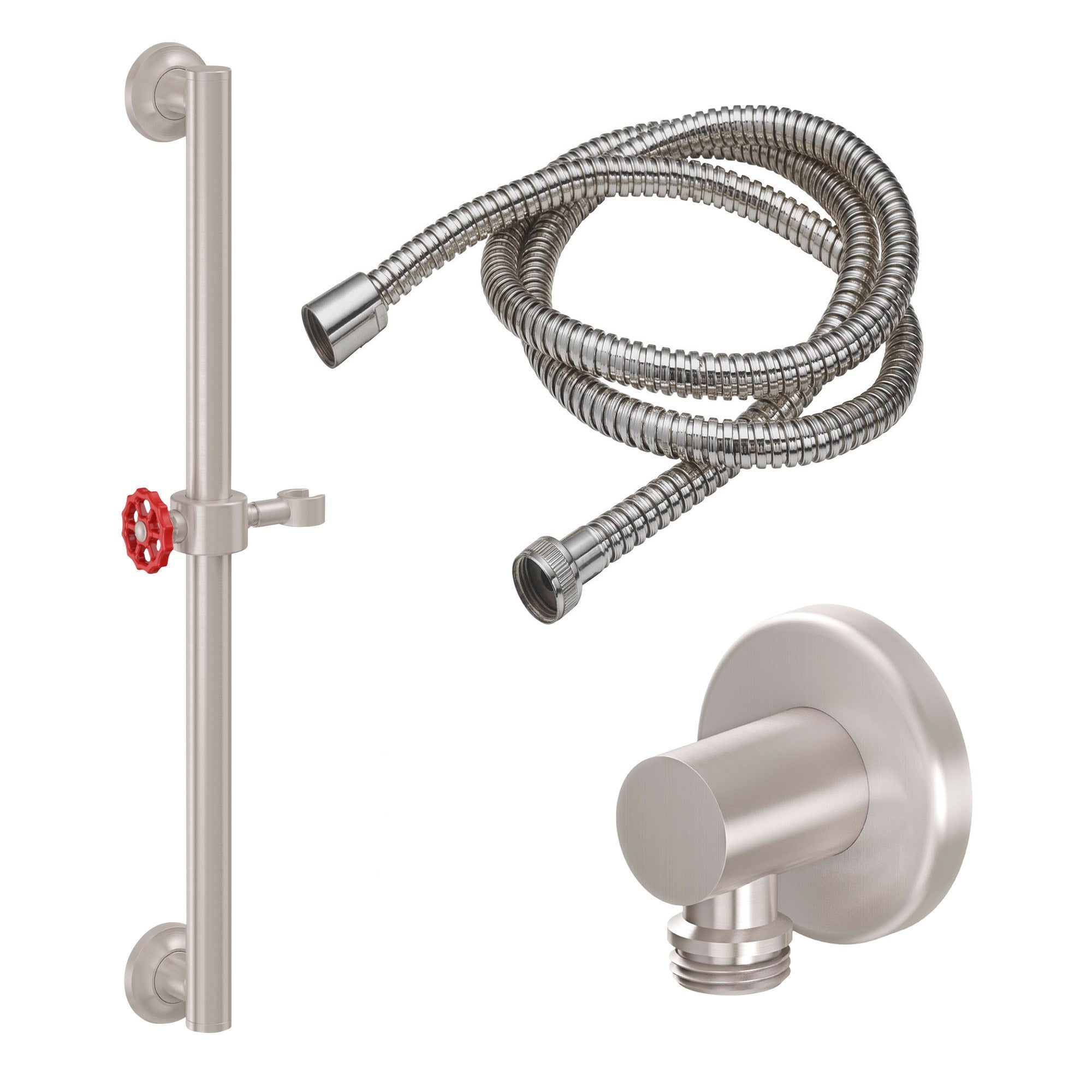 California Faucets Descanso Works Kit de Regadera de Mano con Barra de Apoyo de 24" - Níquel Satinado