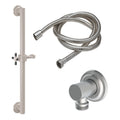 California Faucets Descanso 30" Kit de Regadera de Mano con Barra de Apoyo - Manija de Cruz de Fibra de Carbono con Base Cóncava - Níquel Satinado