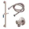 California Faucets Cayucos 30" Kit de Regadera de Mano con Barra de Apoyo - Manija de Palanca de Porcelana Azul con Base de Línea - Níquel Satinado