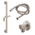 California Faucets Cayucos 30" Kit de Regadera de Mano con Barra de Apoyo - Manija de Palanca de Porcelana Verde con Base de Línea - Níquel Satinado