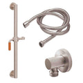 California Faucets Cayucos 30" Kit de Regadera de Mano con Barra de Apoyo - Manija de Palanca de Porcelana Naranja con Base de Línea - Níquel Satinado