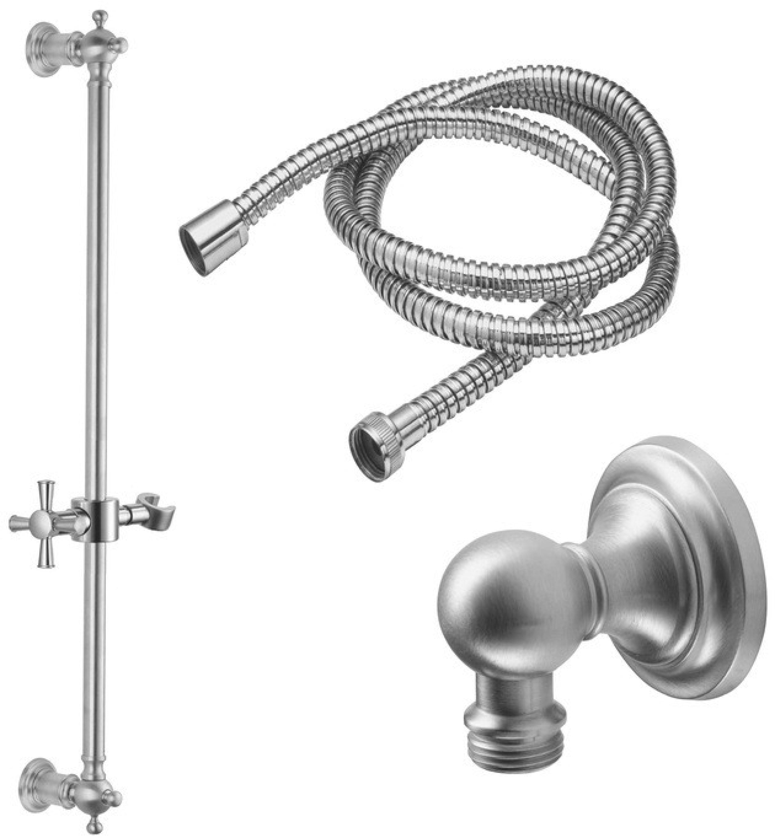California Faucets Miramar Kit de Regadera de Mano con Barra Deslizante - Manija de Cruz, Base Cóncava