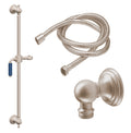 California Faucets Del Mar Kit de Regadera de Mano con Barra Corrediza - Manija de Palanca de Porcelana Azul con Base de Línea - Níquel Satinado