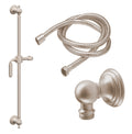 California Faucets Del Mar Kit de Regadera de Mano con Barra Corrediza - Manija de Cruz con Base de Línea - Níquel Satinado