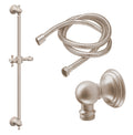 California Faucets Del Mar Kit de Regadera de Mano con Barra Corrediza - Manija de Cruz con Base de Línea - Níquel Satinado