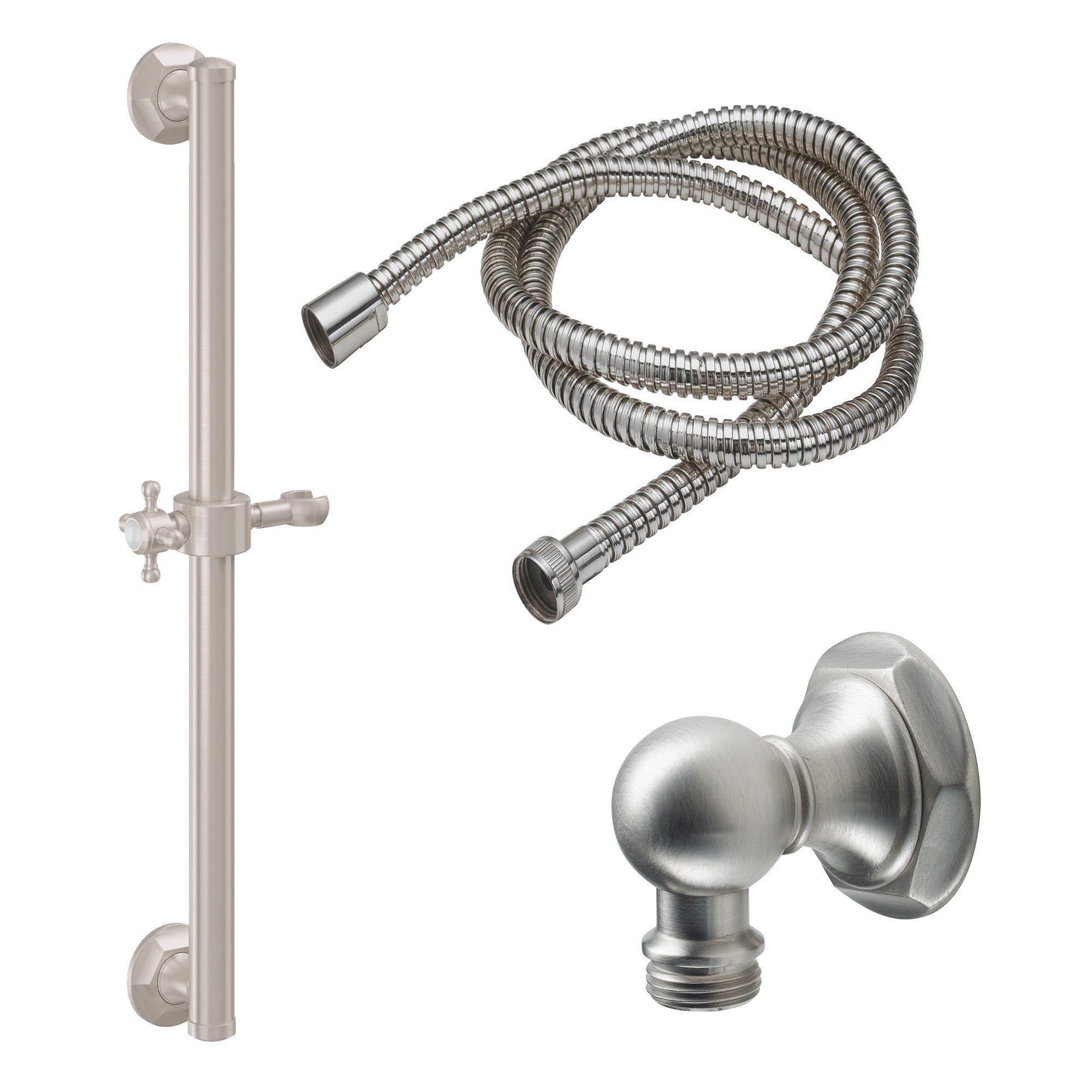 California Faucets Monterey Kit de Regadera de Mano con Barra de Apoyo de 24" - Níquel Satinado