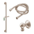 California Faucets Del Mar 24" Kit de Regadera de Mano con Barra de Apoyo - Manija de Palanca de Porcelana Verde con Base de Línea - Níquel Satinado