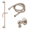 California Faucets Del Mar 24" Kit de Regadera de Mano con Barra de Apoyo - Manija de Palanca de Porcelana Rosa con Base de Línea - Níquel Satinado
