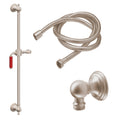 California Faucets Del Mar 24" Kit de Regadera de Mano con Barra de Apoyo - Manija de Palanca Roja con Base de Línea - Níquel Satinado
