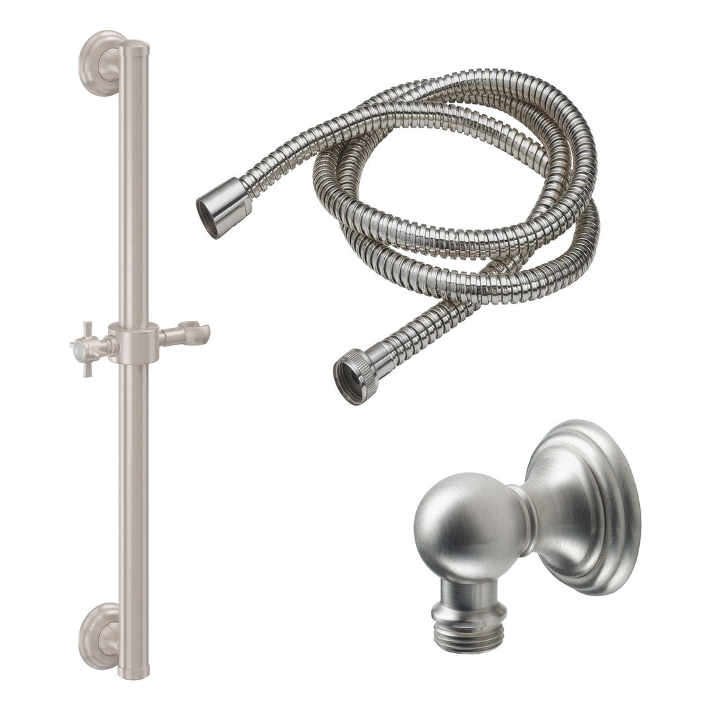 California Faucets Cardiff Kit de Regadera de Mano con Barra de Apoyo de 30" - Níquel Satinado