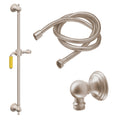 California Faucets Del Mar 30" Kit de Regadera de Mano con Barra de Apoyo - Manija de Palanca de Porcelana Amarilla con Base de Línea - Níquel Satinado