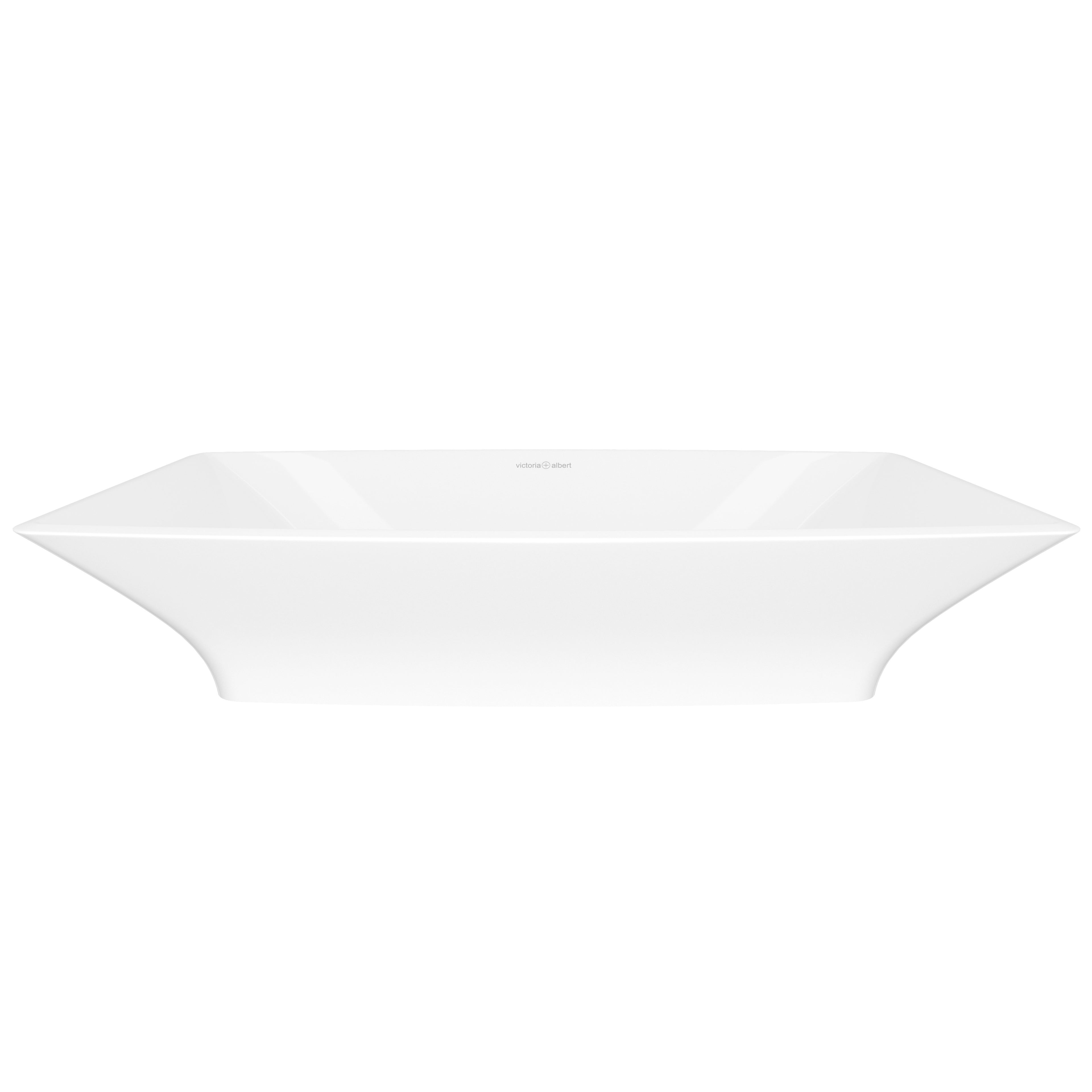 Lavabo Ravello de Victoria + Albert en piedra volcánica blanca, vista en ángulo sobre fondo blanco (61 × 41 cm)