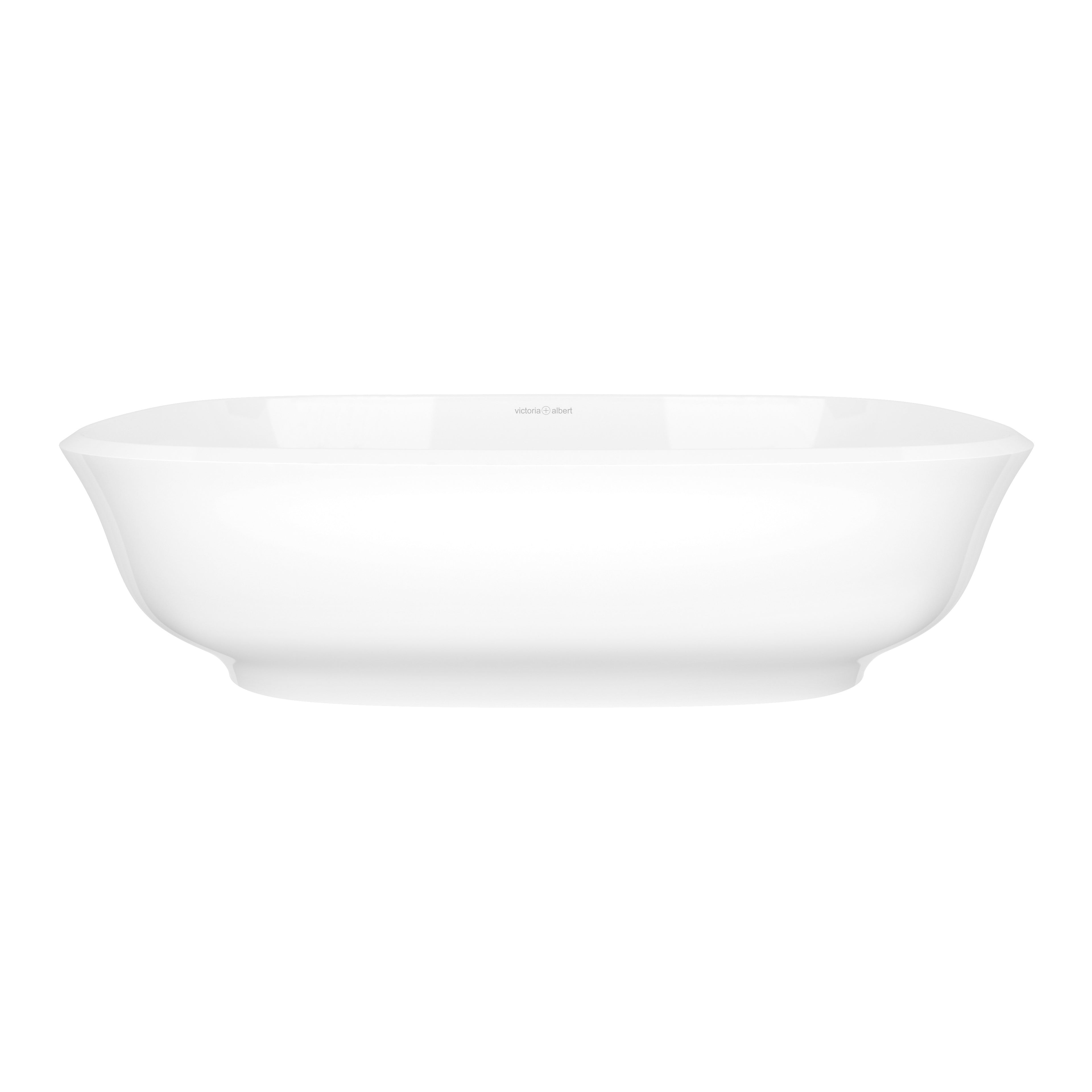 Lavabo Amiata de Victoria + Albert en piedra volcánica blanca, vista en ángulo sobre fondo blanco (61 × 41 cm)