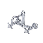 Rohl Acqui Mezcladora de Cocina Tipo Puente de Pared Surtidor de Columna - Manija de Cruz - Cromo Pulido
