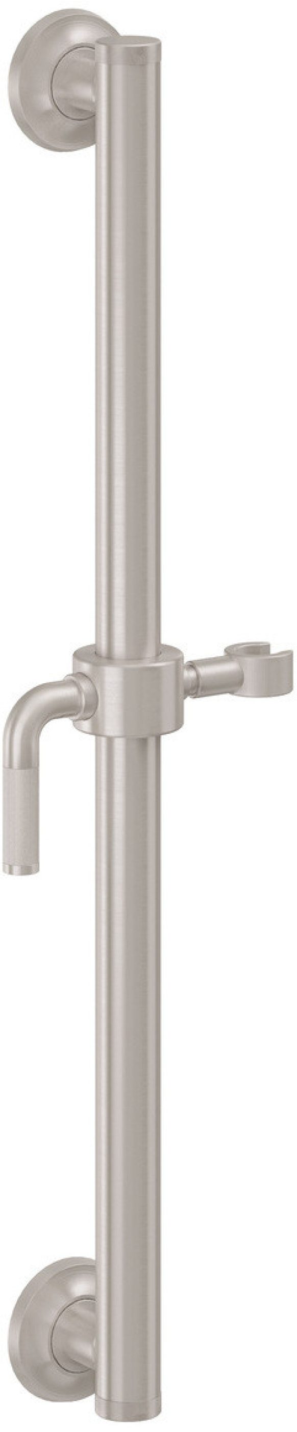 California Faucets Descanso 24" Barra de Apoyo con Deslizador - Palanca Moleteada con Base Cóncava - Níquel Satinado