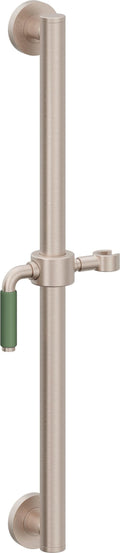 California Faucets Cayucos 24" Barra de Apoyo con Deslizador - Palanca de Porcelana Verde con Base Redonda - Níquel Satinado