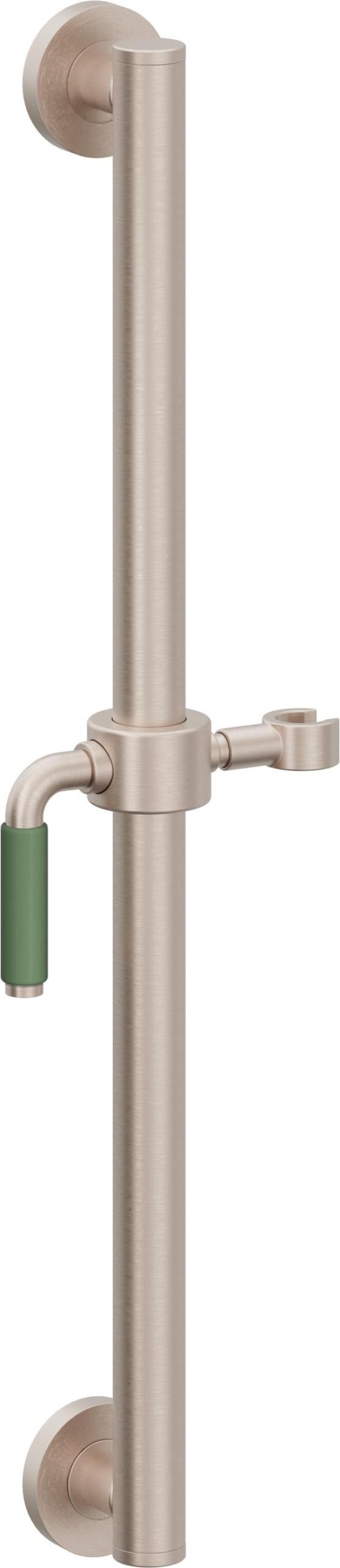 California Faucets Cayucos 24" Barra de Apoyo con Deslizador - Palanca de Porcelana Verde con Base Redonda - Níquel Satinado