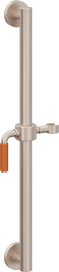California Faucets Cayucos 24" Barra de Apoyo con Deslizador - Palanca de Porcelana Naranja con Base Redonda - Níquel Satinado