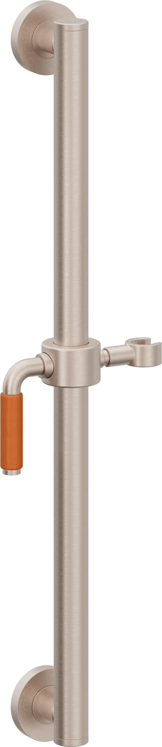 California Faucets Cayucos 24" Barra de Apoyo con Deslizador - Palanca de Porcelana Naranja con Base Redonda - Níquel Satinado