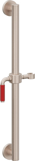 California Faucets Cayucos 24" Barra de Apoyo con Deslizador - Palanca Roja con Base Redonda - Níquel Satinado