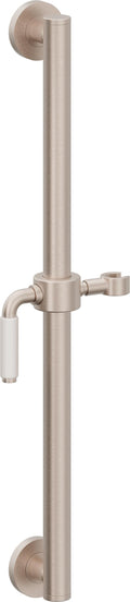 California Faucets Cayucos 24" Barra de Apoyo con Deslizador - Palanca de Porcelana Blanca con Base Redonda - Níquel Satinado