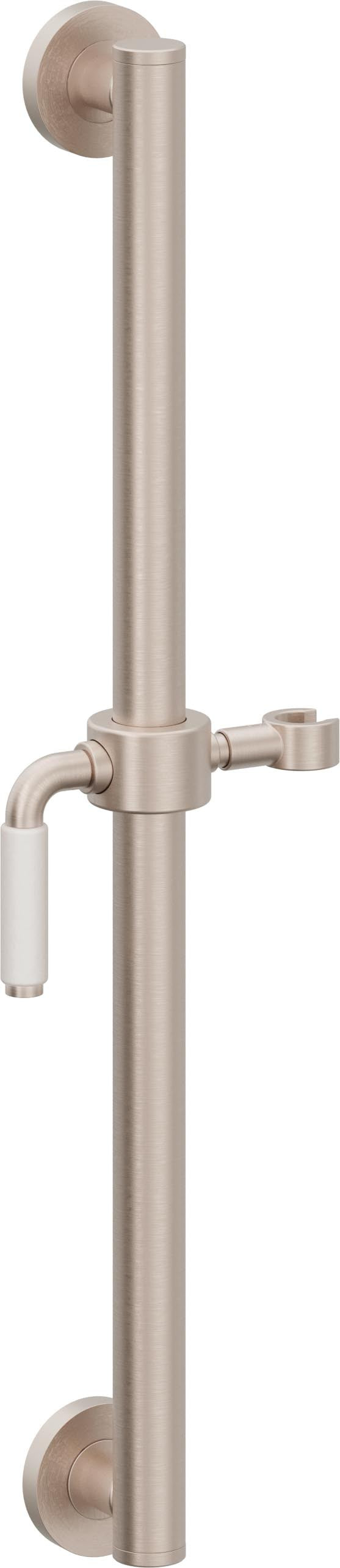 California Faucets Cayucos 24" Barra de Apoyo con Deslizador - Palanca de Porcelana Blanca con Base Redonda - Níquel Satinado