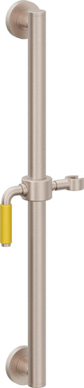 California Faucets Cayucos 24" Barra de Apoyo con Deslizador - Palanca de Porcelana Amarilla con Base Redonda - Níquel Satinado