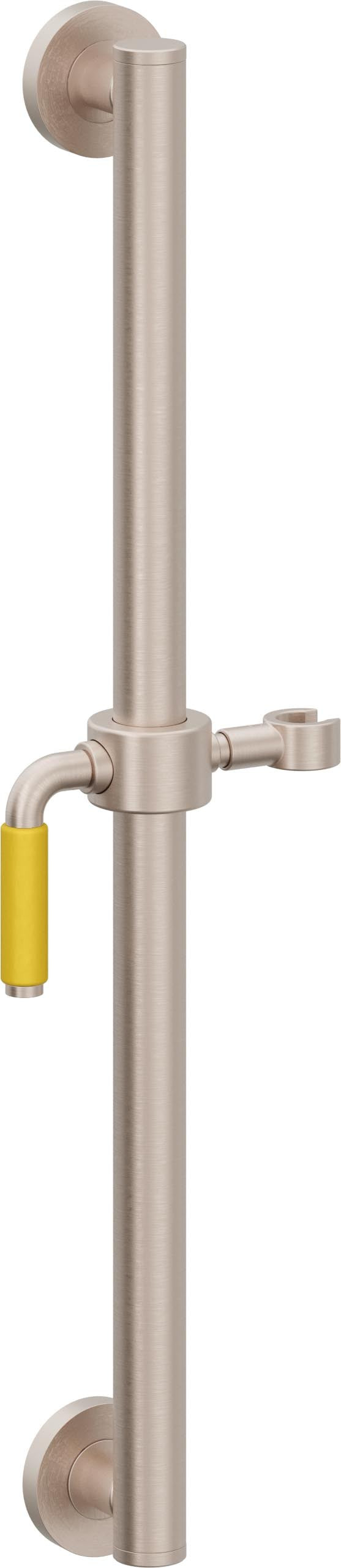 California Faucets Cayucos 24" Barra de Apoyo con Deslizador - Palanca de Porcelana Amarilla con Base Redonda - Níquel Satinado